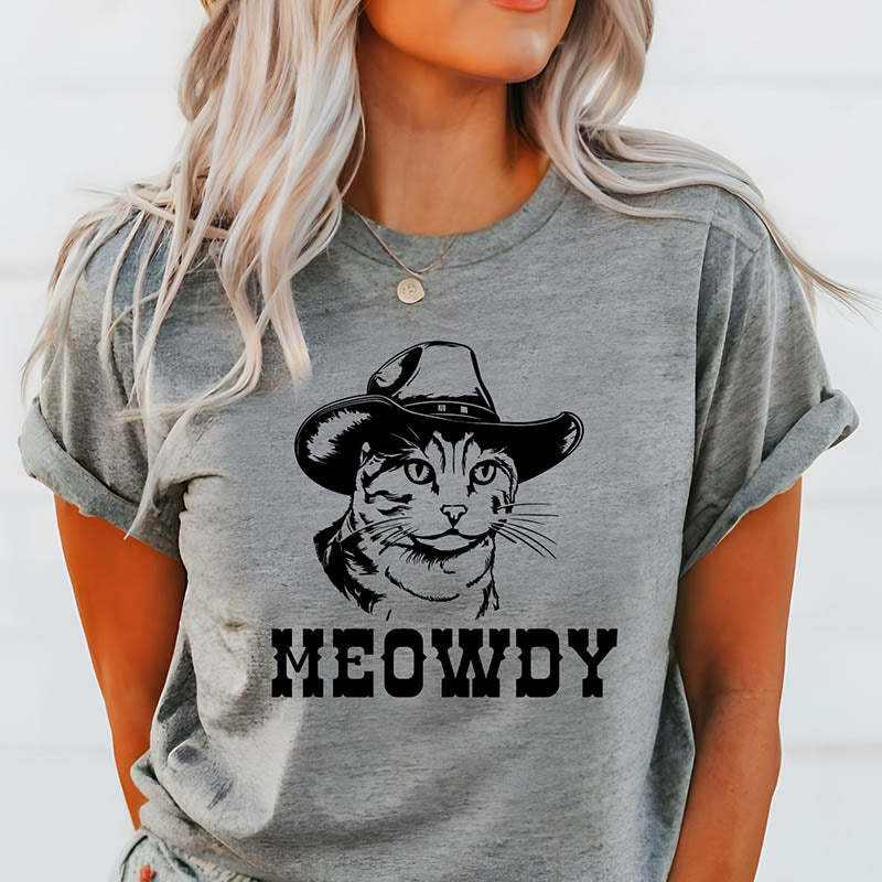 Funny Cat Meowdy Partner T-Shirt-lovefitte