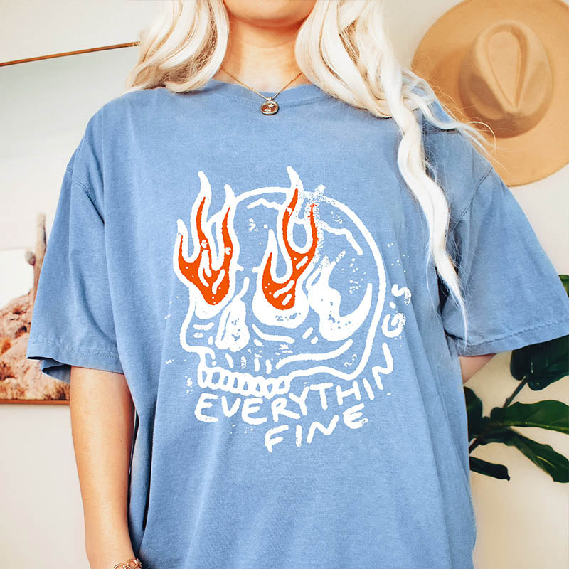 Everything is Fine Skeleton T-Shirt-lovefitte