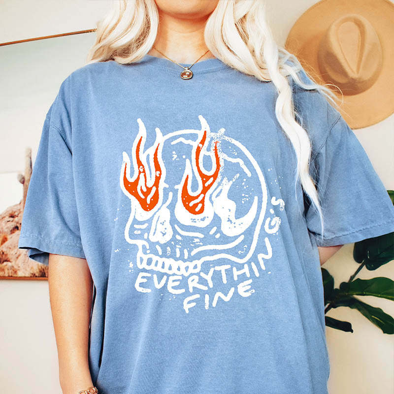 Everything is Fine Skeleton T-Shirt-lovefitte