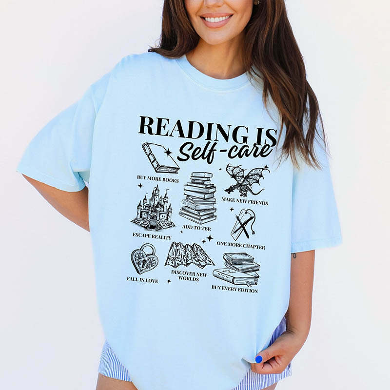 Reading Is Self-Care Bookish Mental Health T-Shirt-lovefitte