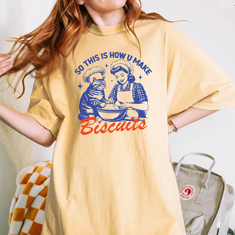 Cat Biscuits Trendy Vintage Retro Cat Lover T-Shirt-lovefitte
