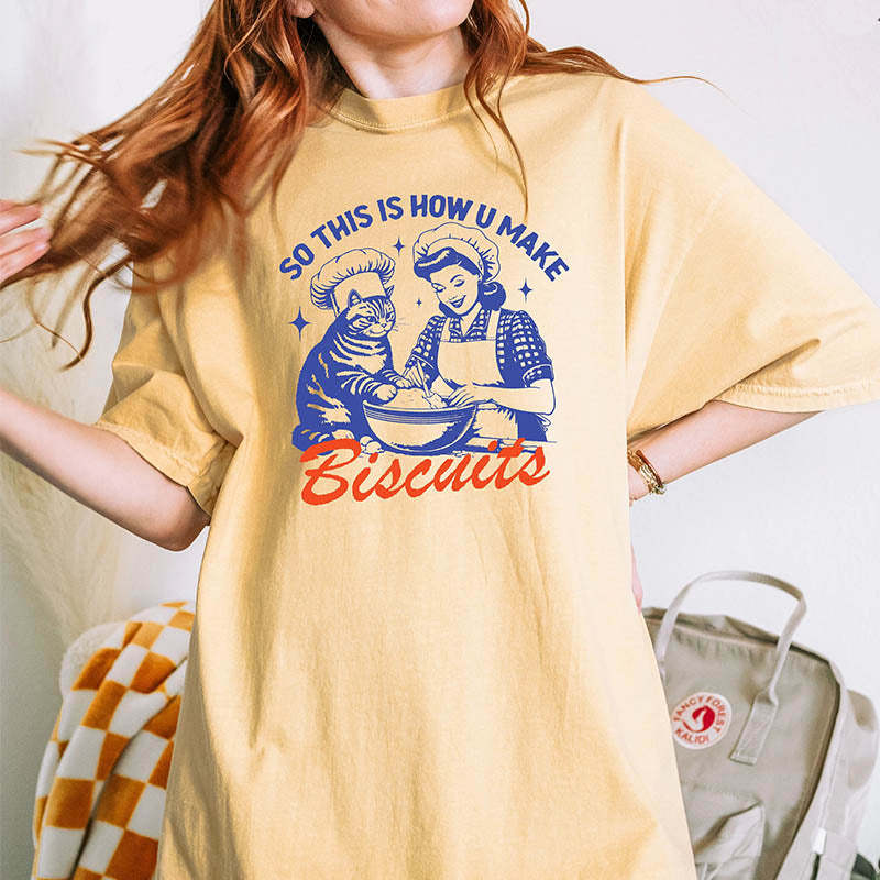 Cat Biscuits Trendy Vintage Retro Cat Lover T-Shirt-lovefitte
