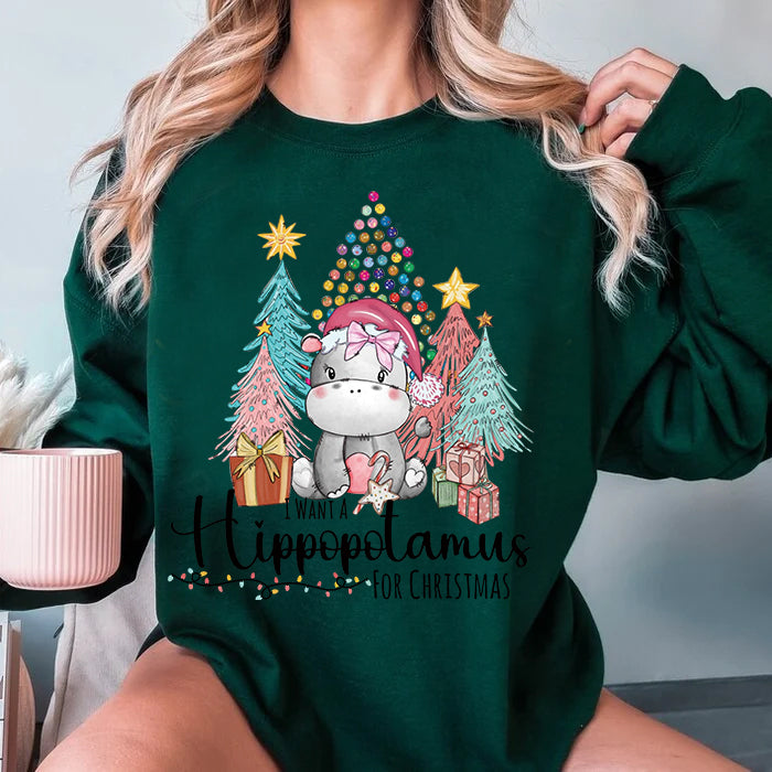 Christmas Hippo Sweatshirt-lovefitte