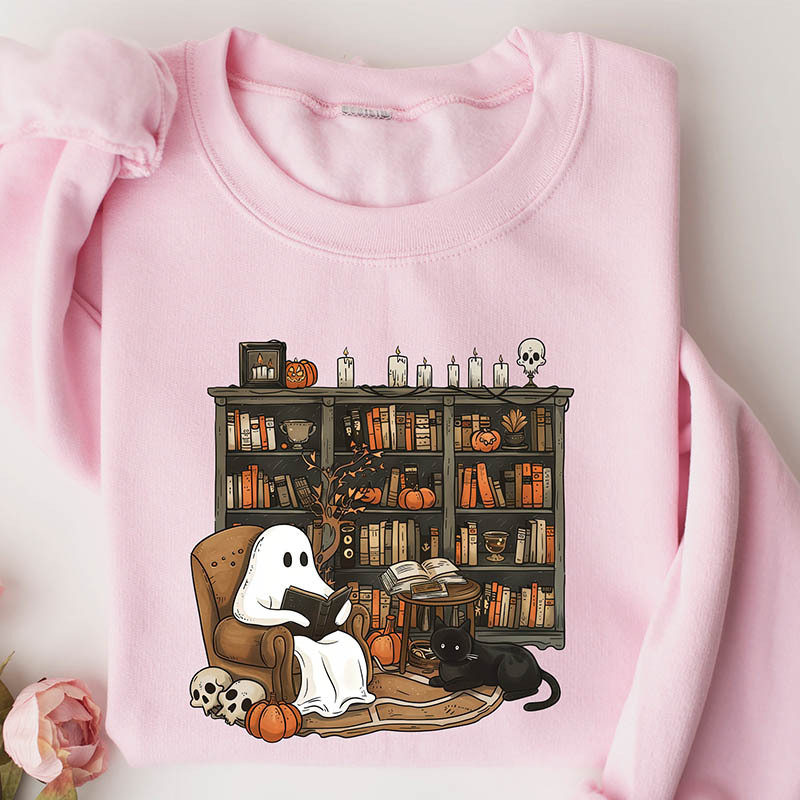 Retro Ghost Reading Books Sweatshirt