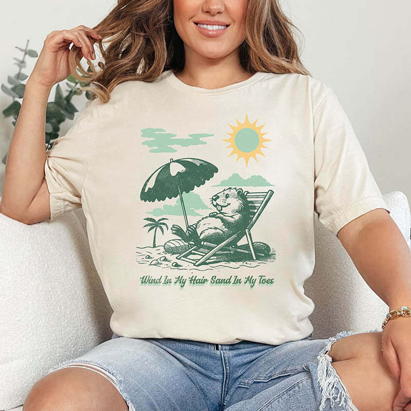 Wind in My Hair Sand In my toes Graphic T-Shirt-lovefitte