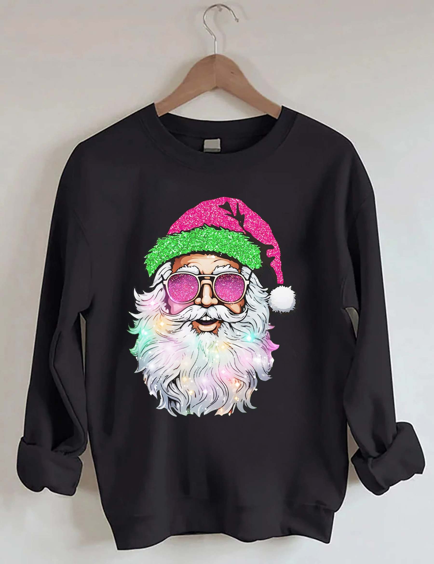 Santa with Sunglasses Sweatshirt-lovefitte