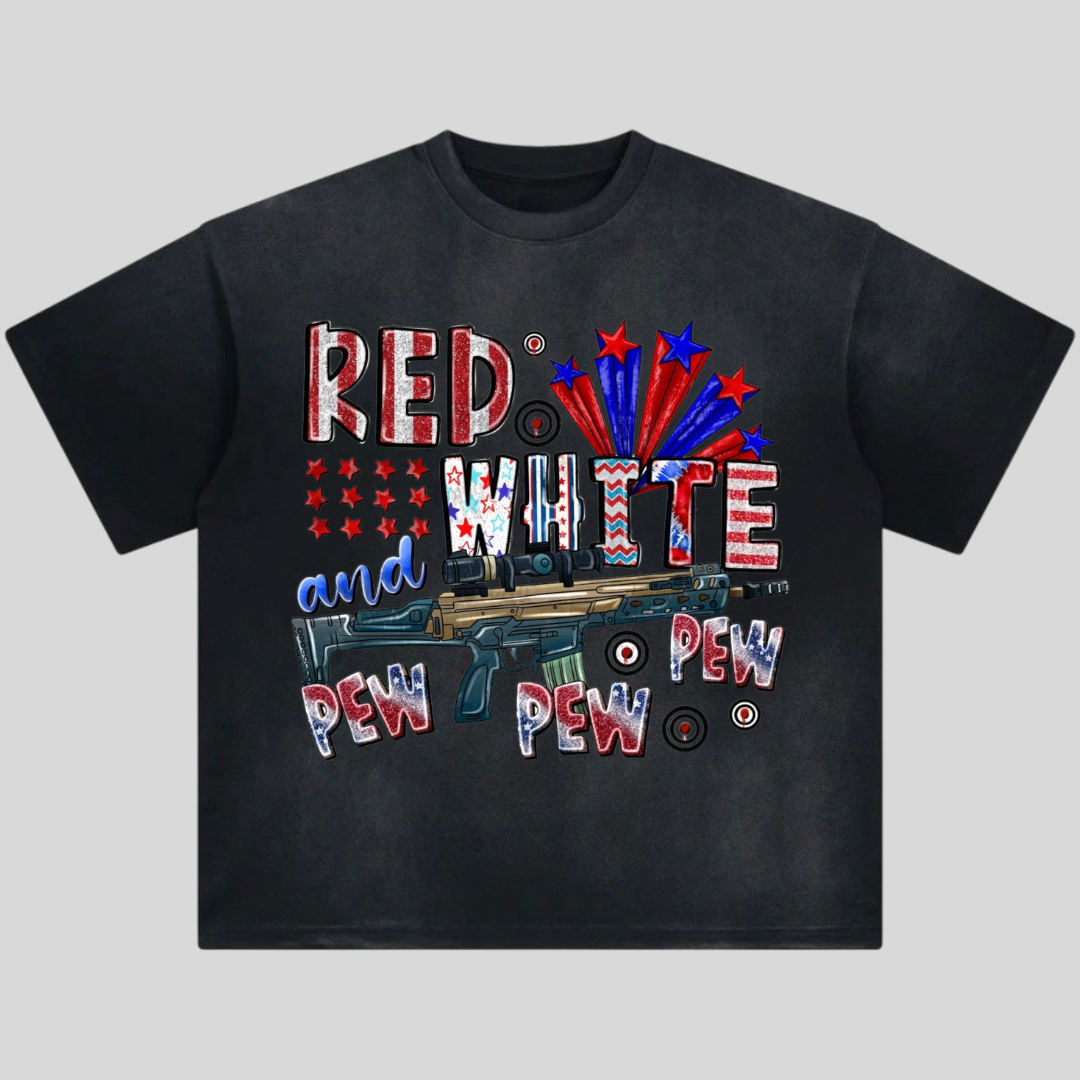 Red White And Pew Pew Pew Tshirt