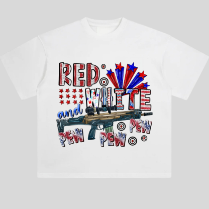 Red White And Pew Pew Pew Tshirt