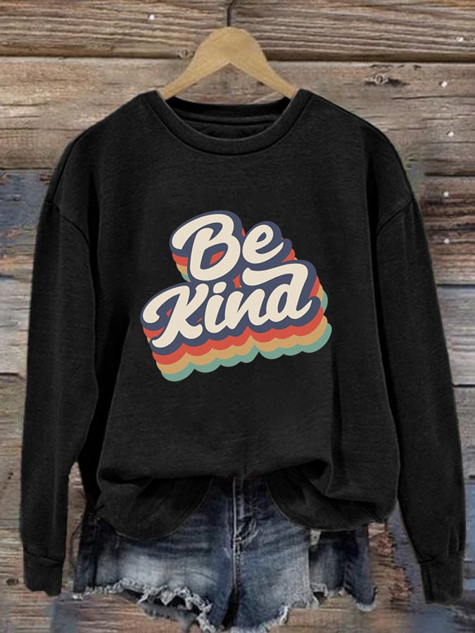 Women'S Be Kind Printed Sweatshirt-lovefitte