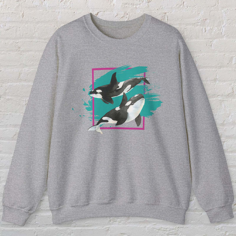90s Orca Whale  Ocean Conservation Sweatshirt-lovefitte