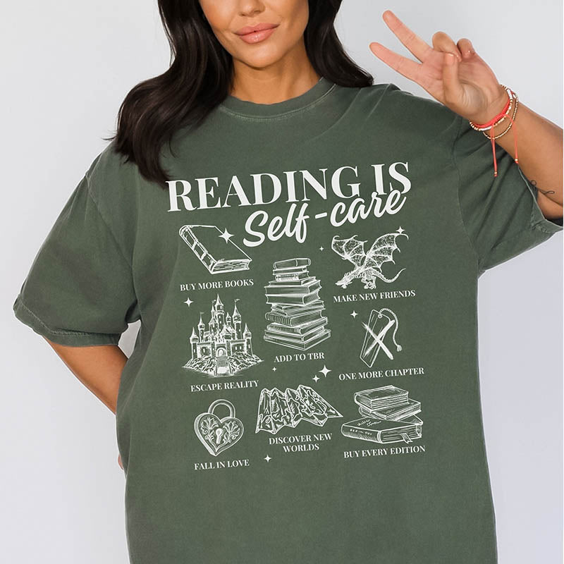 Reading Is Self-Care Bookish Mental Health T-Shirt-lovefitte