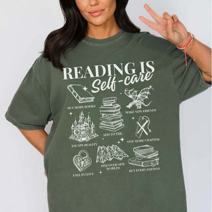 Reading Is Self-Care Bookish Mental Health T-Shirt-lovefitte