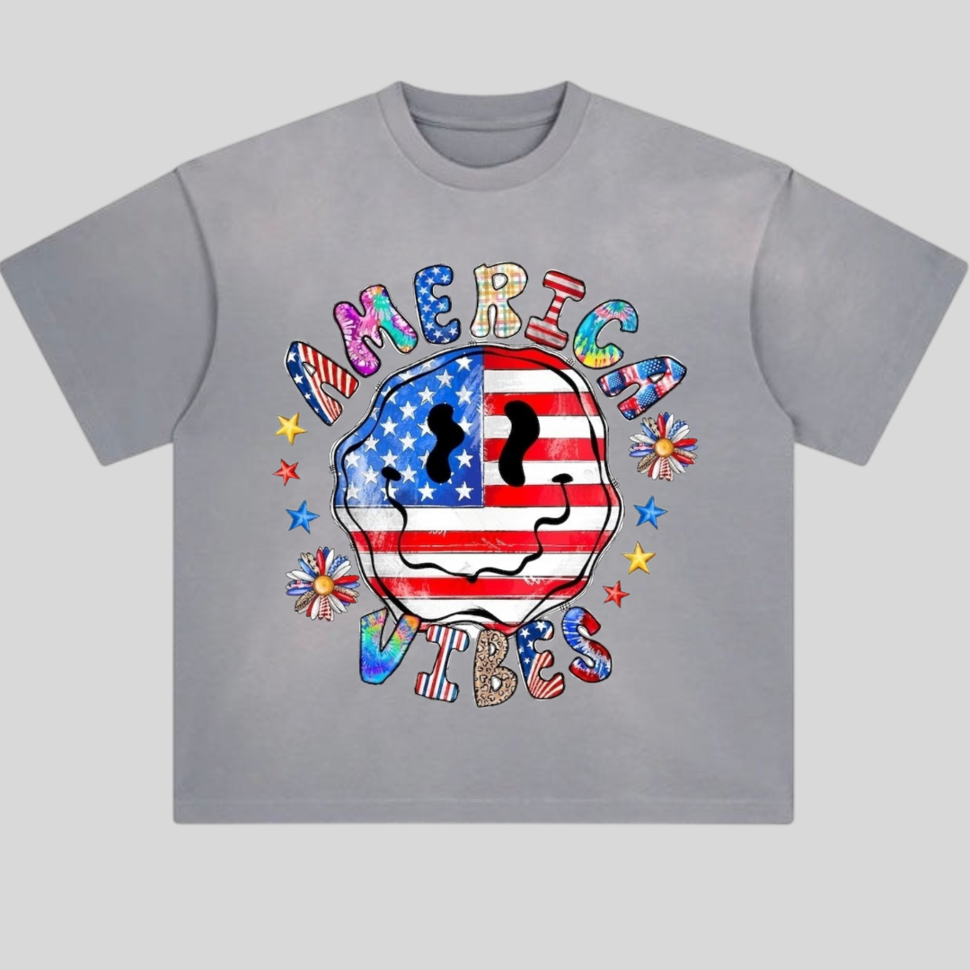 America Vibes Flag Smiley Face Tshirt