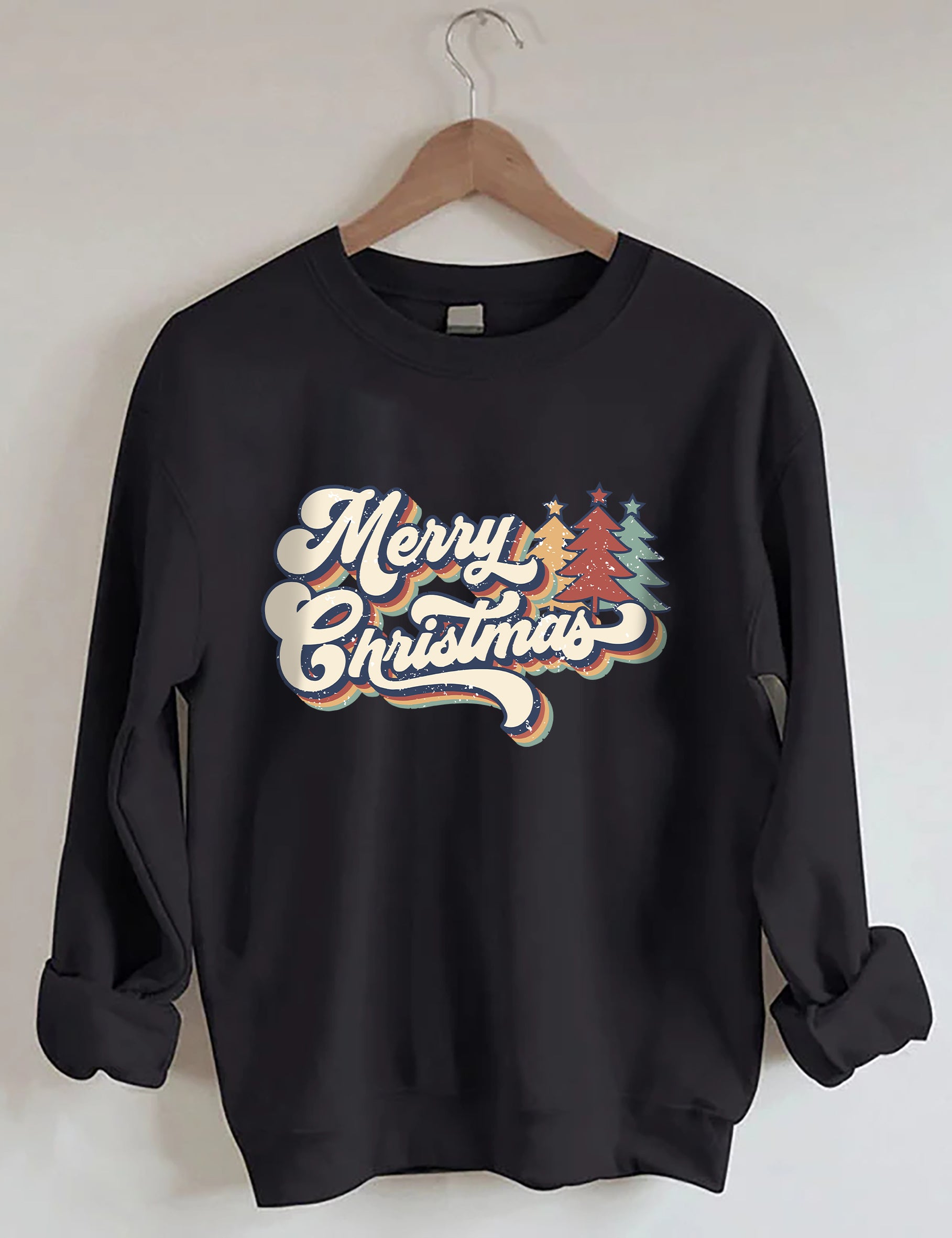 Retro Vintage Merry Christmas Crew Neck Unisex Xmas Sweatshirt-lovefitte