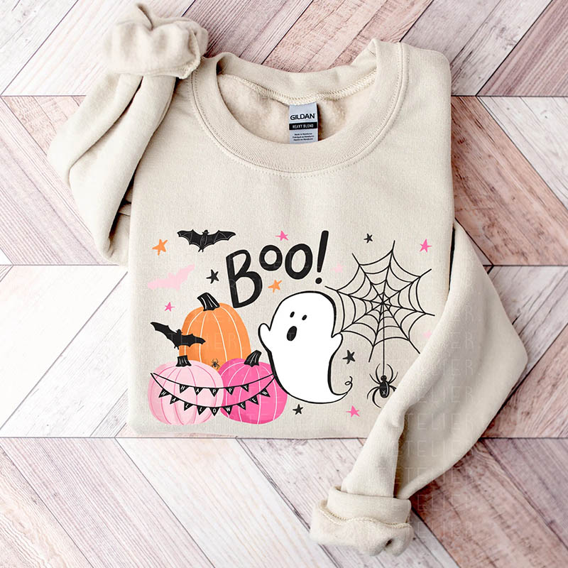 Halloween Ghost Boo Groovy Spooky Pumpkin Sweatshirt