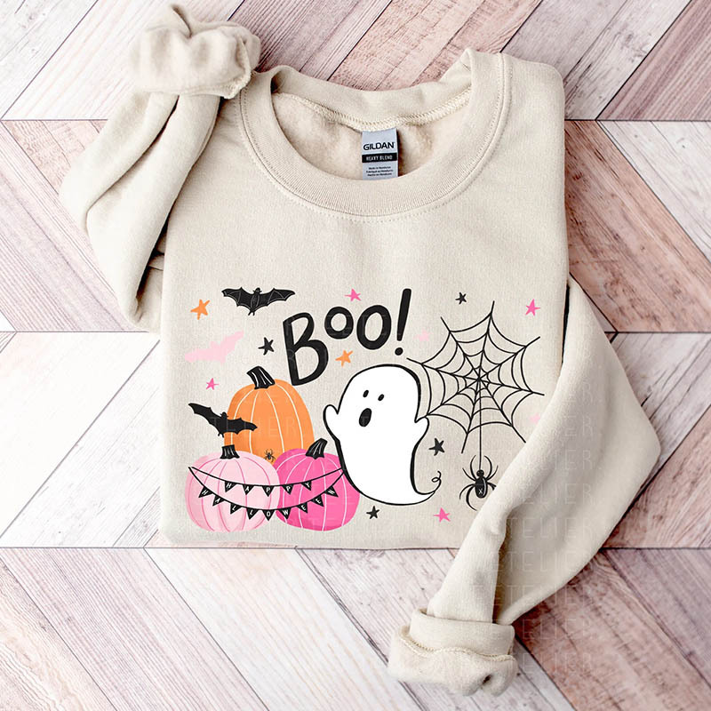 Halloween Ghost Boo Groovy Spooky Pumpkin Sweatshirt