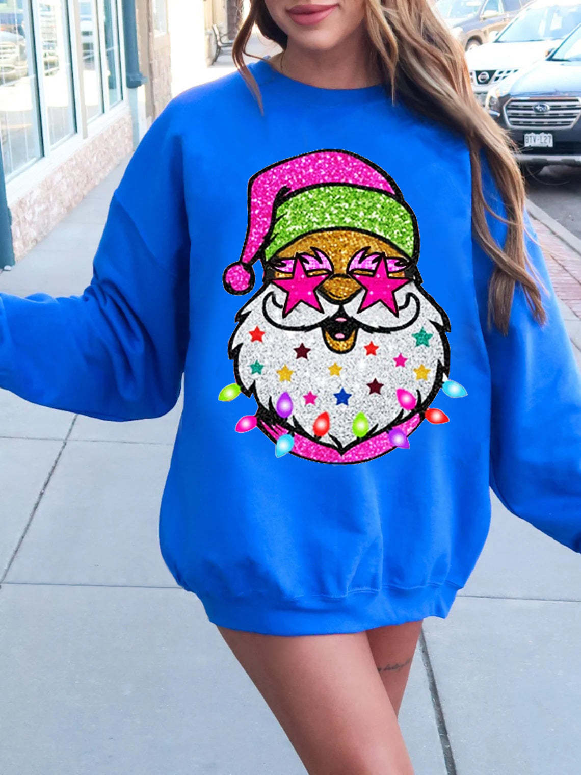 Santa with Sunglasses Sweatshirts-lovefitte