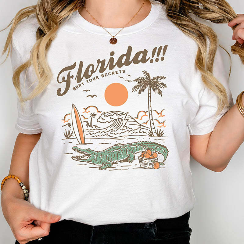 Florida Tropical Holiday Crocodile T-Shirt-lovefitte
