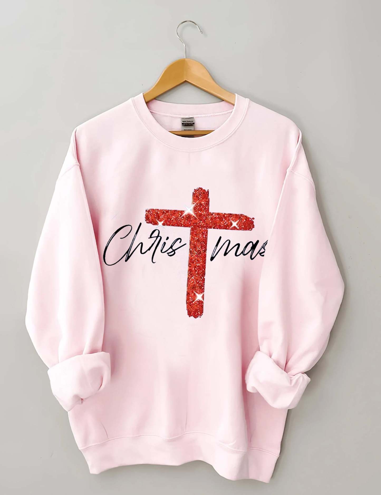 Retro Christmas Faith Cross Print Sweatshirt-lovefitte