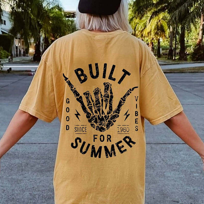 Beach Tee Skeleton Hang Loose Boho Hippie T-Shirt-lovefitte