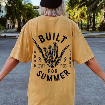 Beach Tee Skeleton Hang Loose Boho Hippie T-Shirt-lovefitte