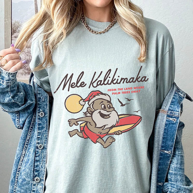 Surfing Santa Funny T-Shirt-lovefitte