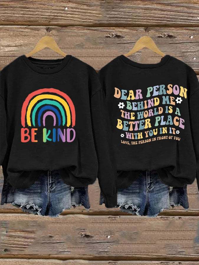 Women'S Casual Be Kind Printed Long Sleeve Sweatshirt-lovefitte