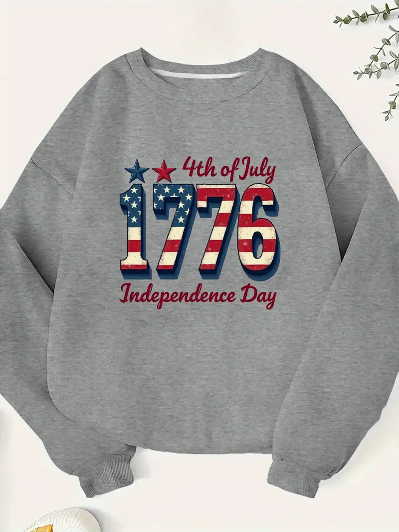 4th of July 1776 Graphic Print Sweatshirt 