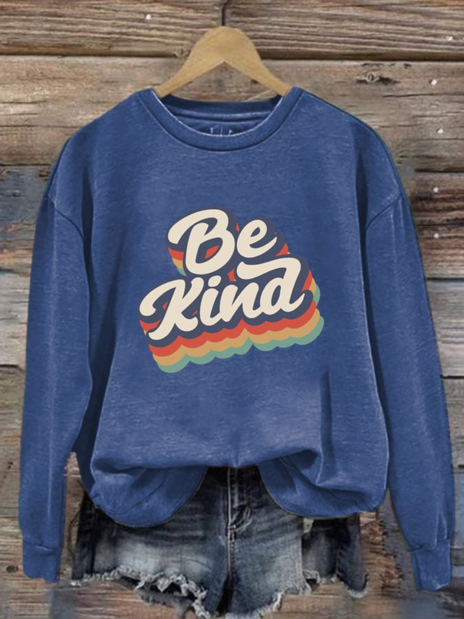 Women'S Be Kind Printed Sweatshirt-lovefitte