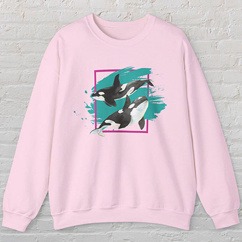 90s Orca Whale  Ocean Conservation Sweatshirt-lovefitte