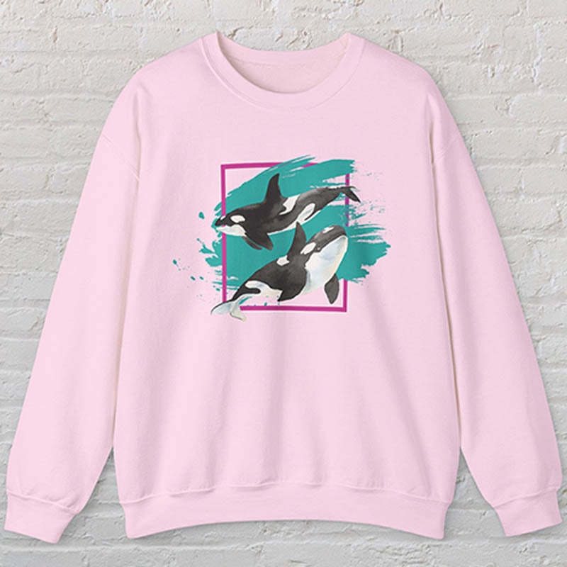 90s Orca Whale  Ocean Conservation Sweatshirt-lovefitte