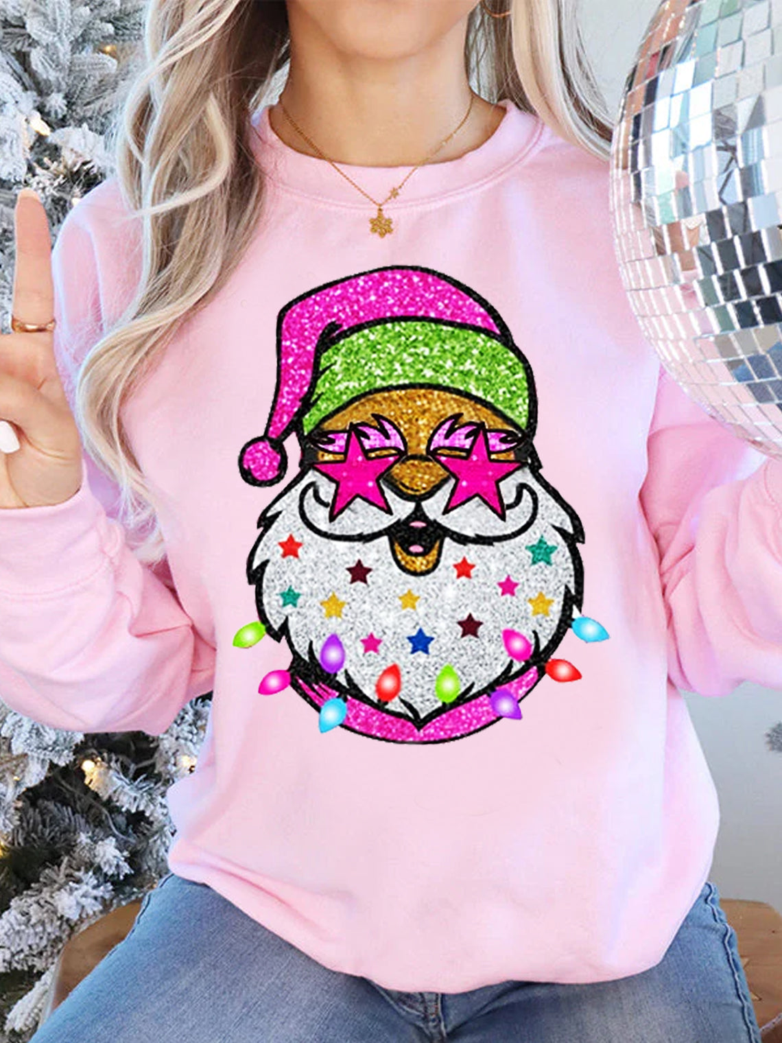 Santa with Sunglasses Sweatshirts-lovefitte
