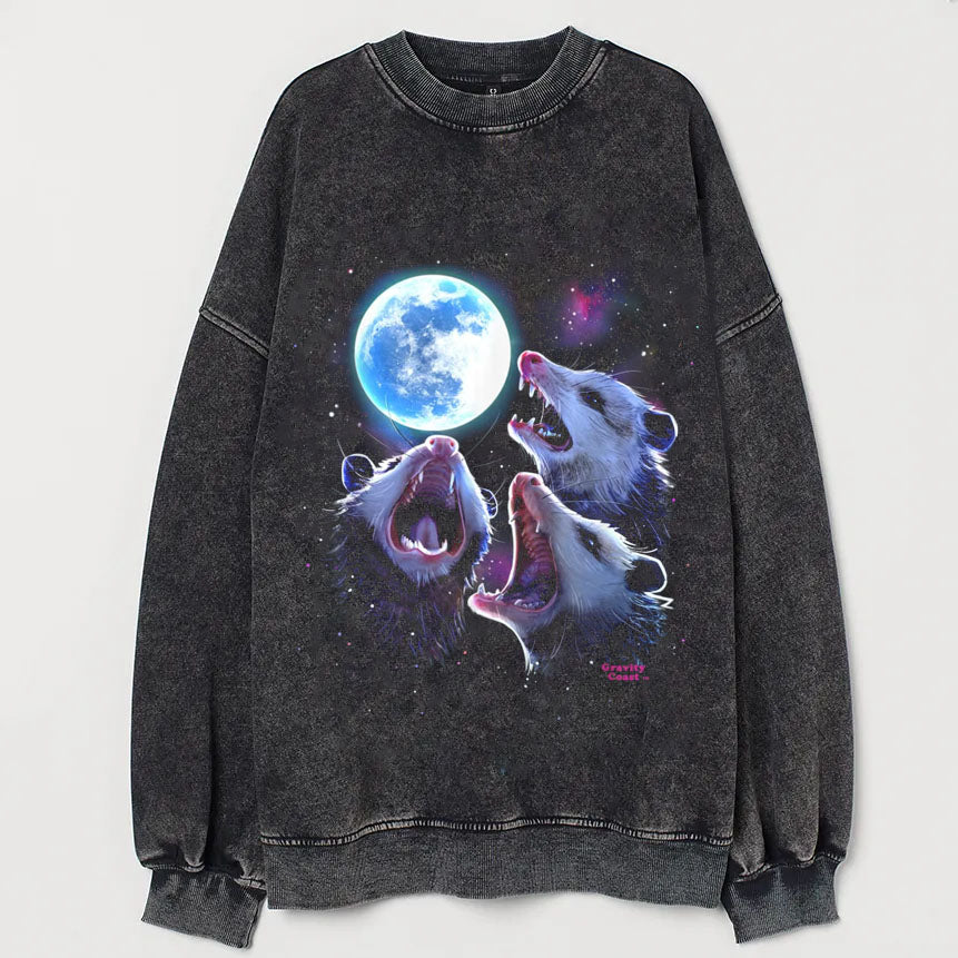 Three Possums Howling at Moon Vintage Sweatshirt-lovefitte