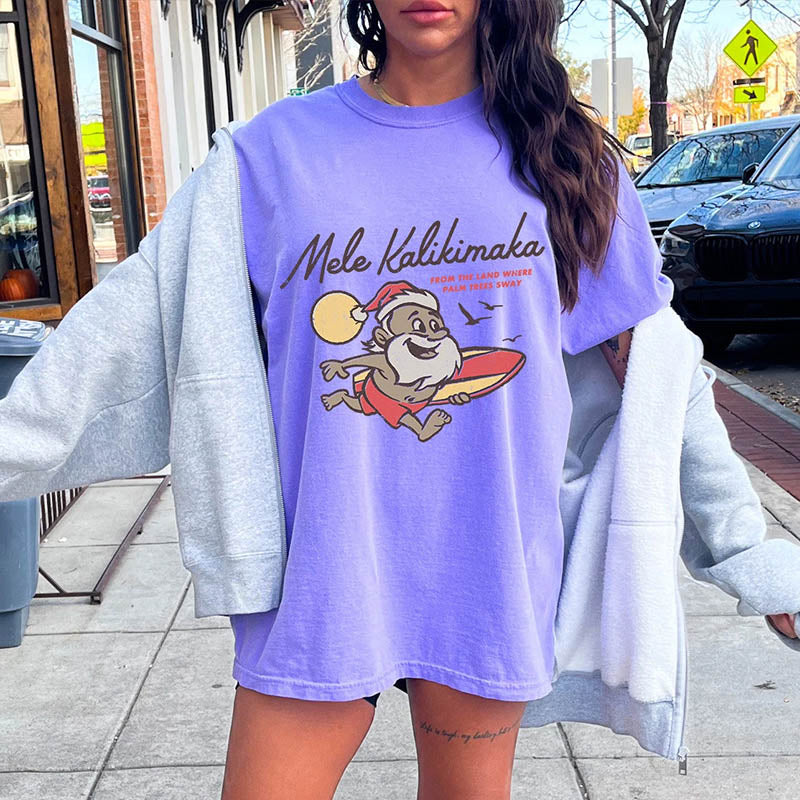 Surfing Santa Funny T-Shirt-lovefitte