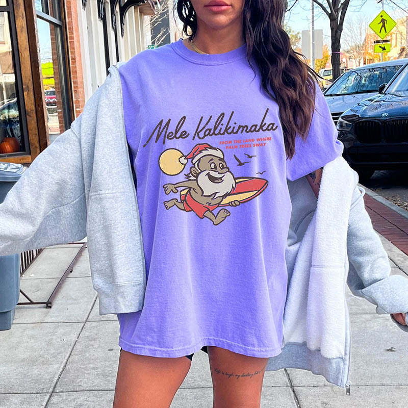 Surfing Santa Funny T-Shirt-lovefitte