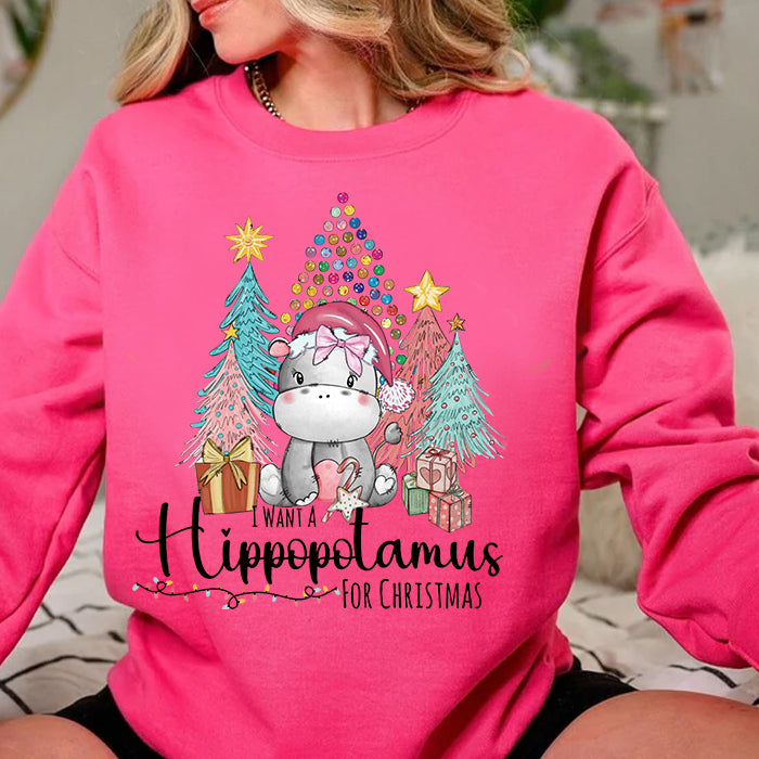 Christmas Hippo Sweatshirt-lovefitte