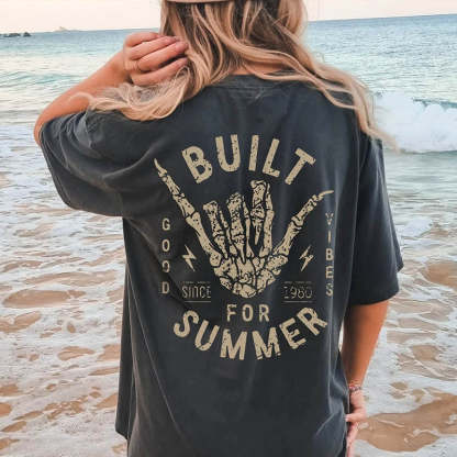 Beach Tee Skeleton Hang Loose Boho Hippie T-Shirt-lovefitte