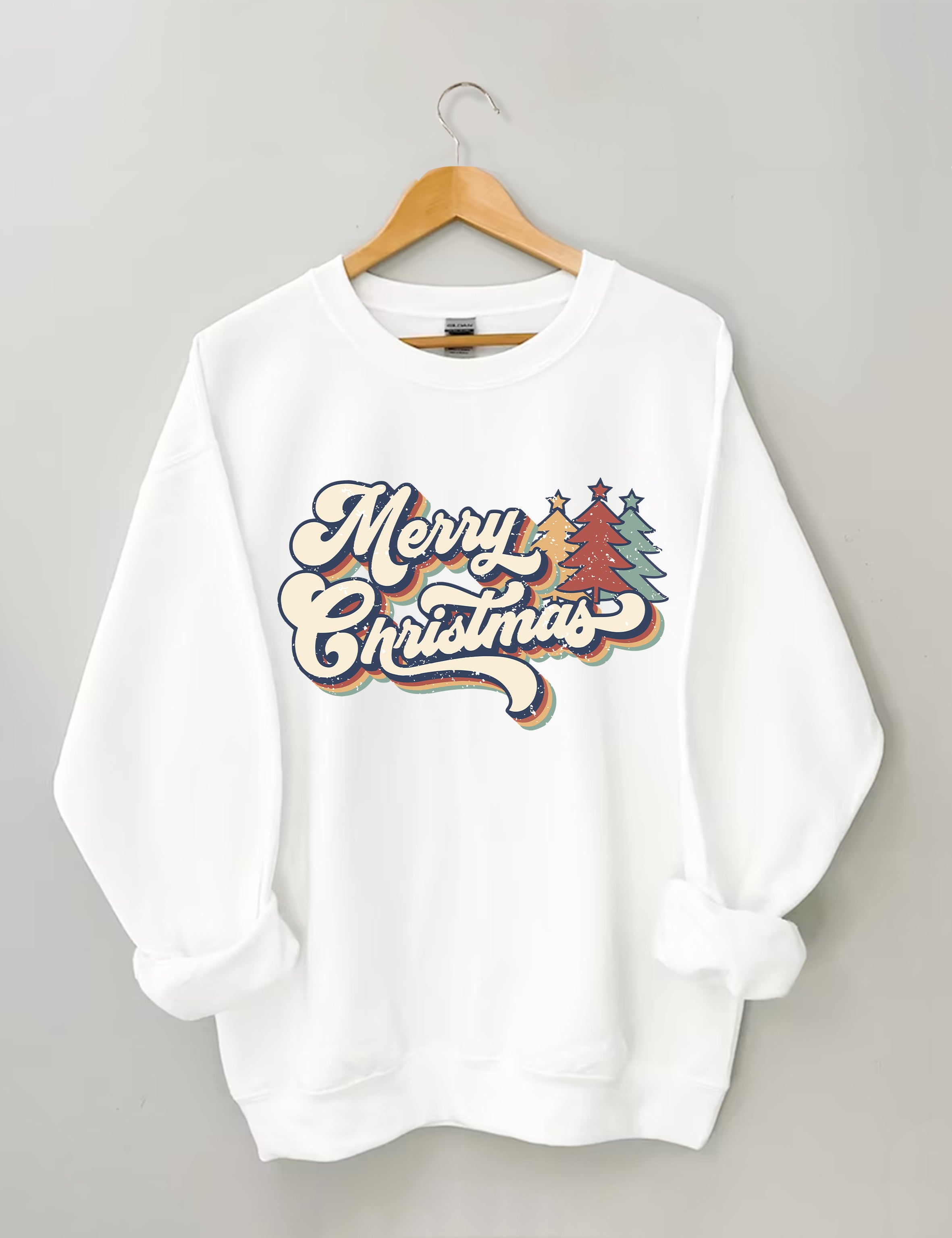 Retro Vintage Merry Christmas Crew Neck Unisex Xmas Sweatshirt-lovefitte