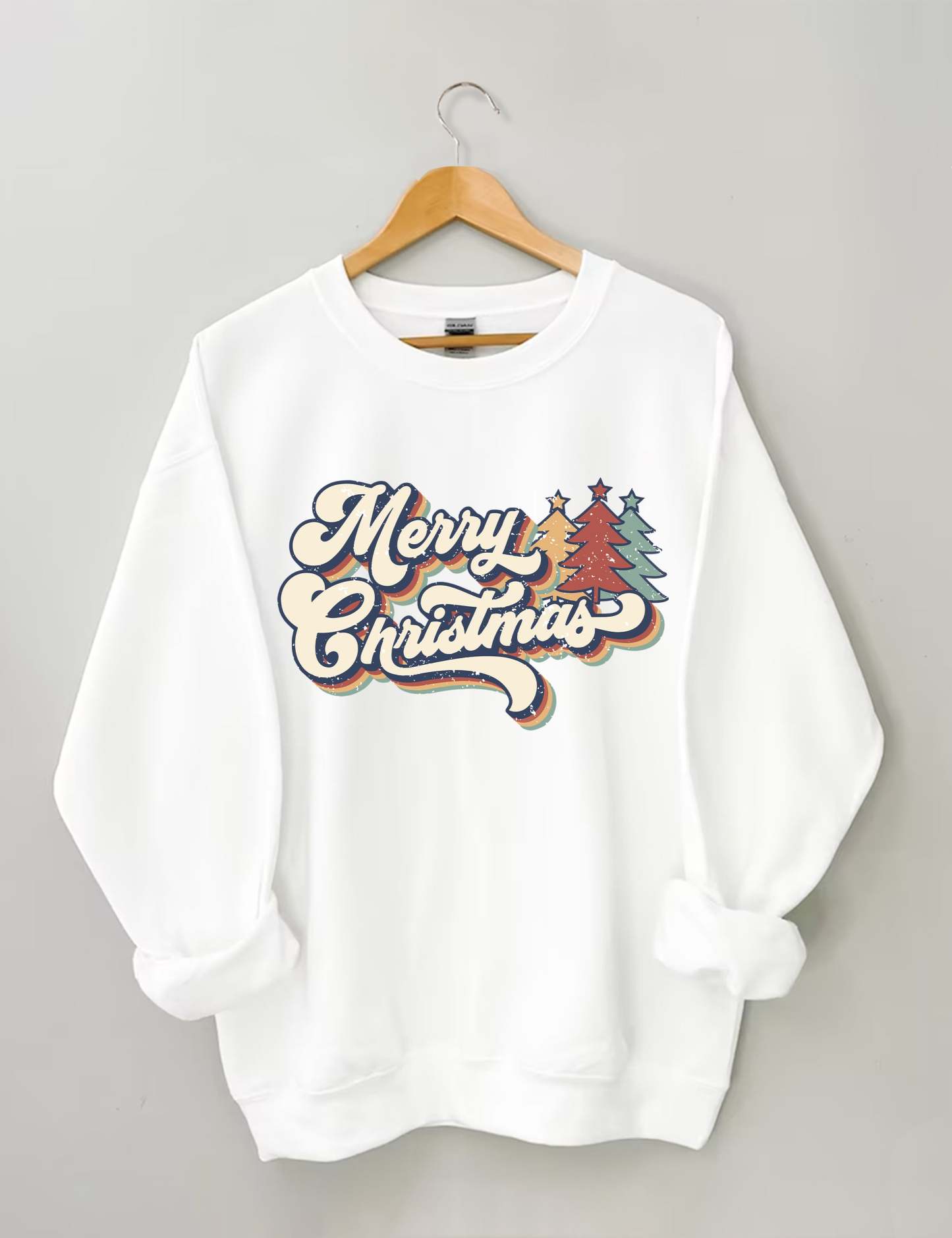 Retro Vintage Merry Christmas Crew Neck Unisex Xmas Sweatshirt-lovefitte