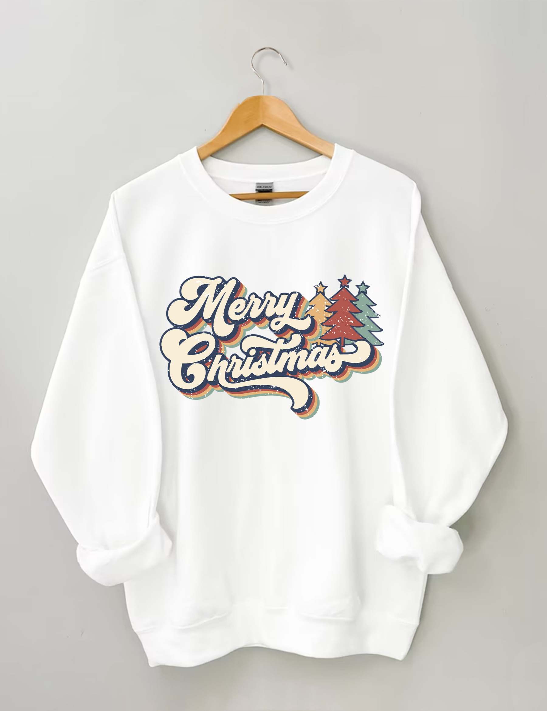 Retro Vintage Merry Christmas Crew Neck Unisex Xmas Sweatshirt-lovefitte