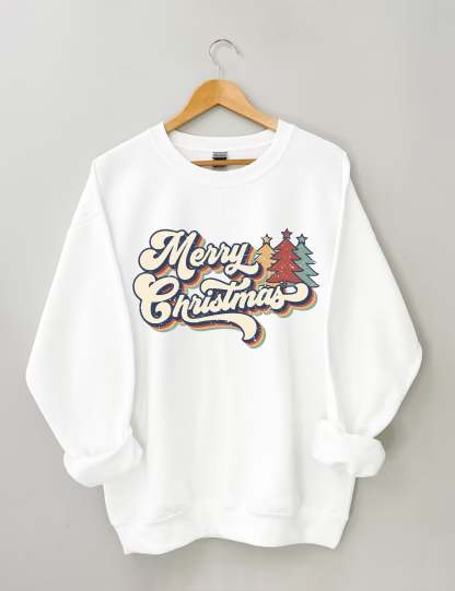 Retro Vintage Merry Christmas Crew Neck Unisex Xmas Sweatshirt-lovefitte