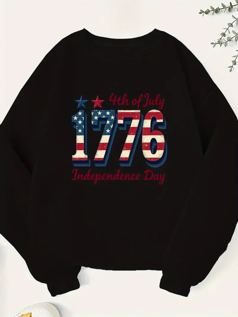 4th of July 1776 Graphic Print Sweatshirt