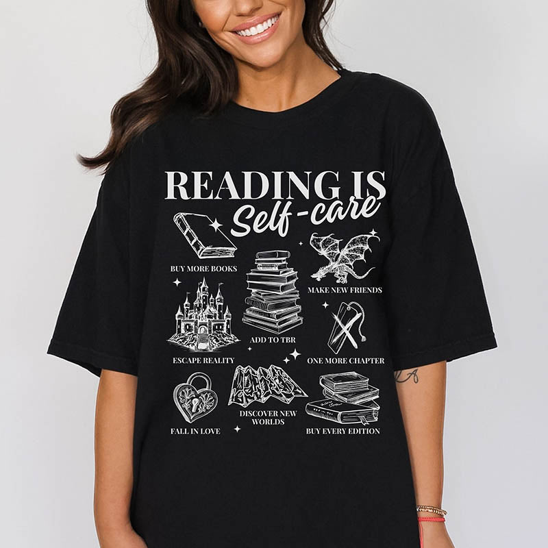Reading Is Self-Care Bookish Mental Health T-Shirt-lovefitte