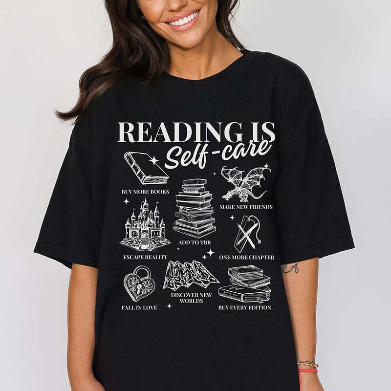 Reading Is Self-Care Bookish Mental Health T-Shirt-lovefitte
