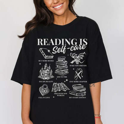 Reading Is Self-Care Bookish Mental Health T-Shirt-lovefitte
