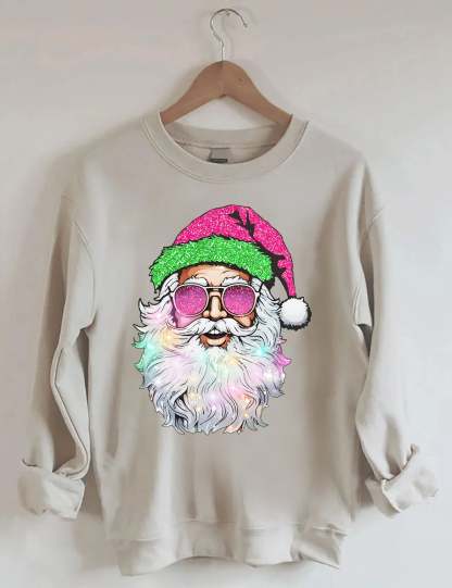 Santa with Sunglasses Sweatshirt-lovefitte