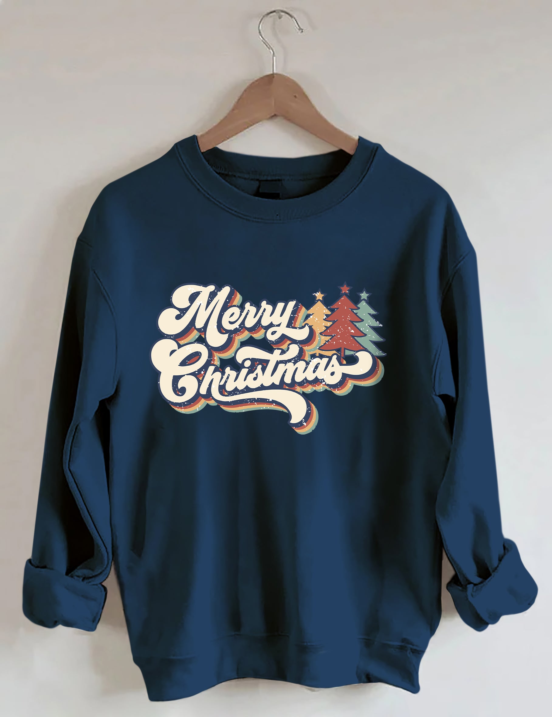 Retro Vintage Merry Christmas Crew Neck Unisex Xmas Sweatshirt-lovefitte