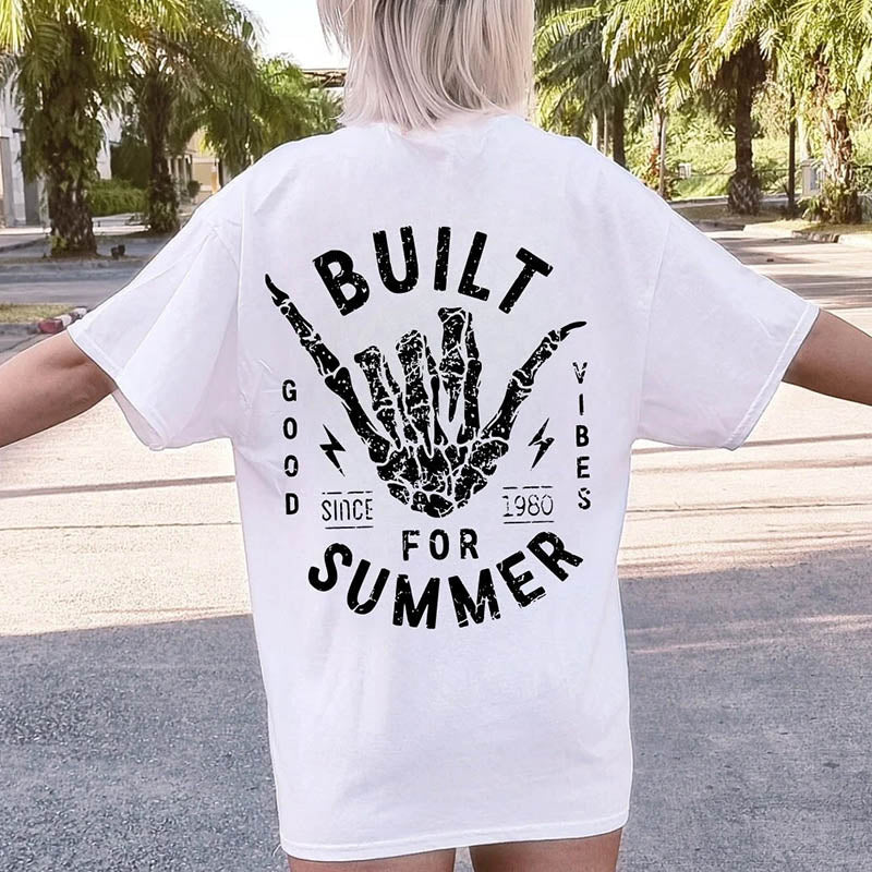 Beach Tee Skeleton Hang Loose Boho Hippie T-Shirt-lovefitte