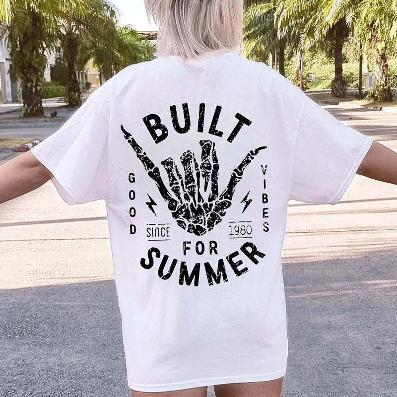 Beach Tee Skeleton Hang Loose Boho Hippie T-Shirt-lovefitte