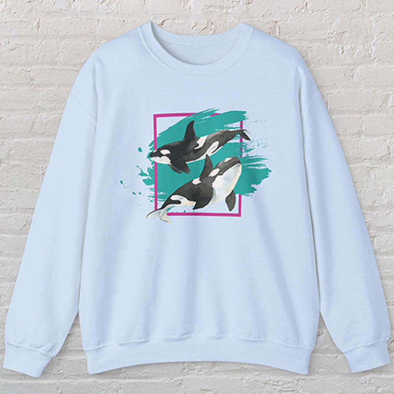90s Orca Whale  Ocean Conservation Sweatshirt-lovefitte